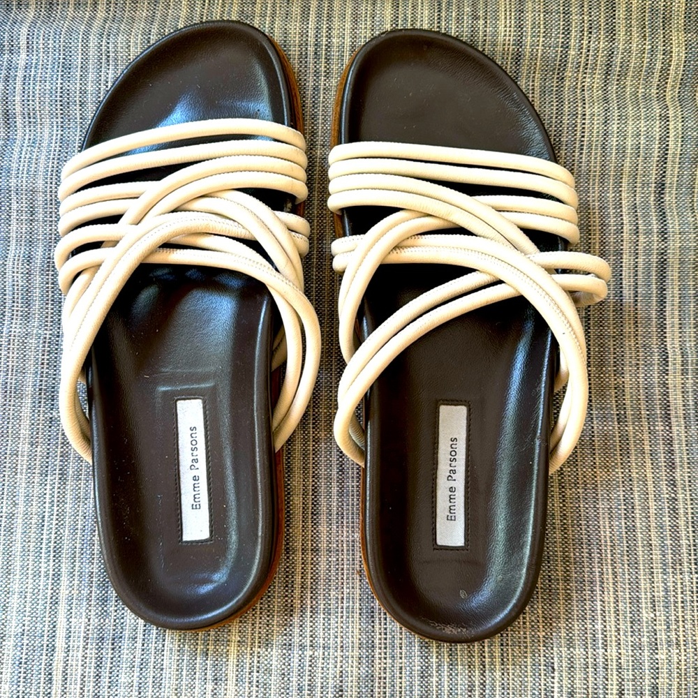 Emme Parsons Eevie Sandal in ivory napa leather